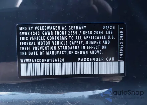 2023 Volkswagen Golf Gti 40Th Anniversary Edition из США, поврежденный, VIN WVW8A7CD9PW196728